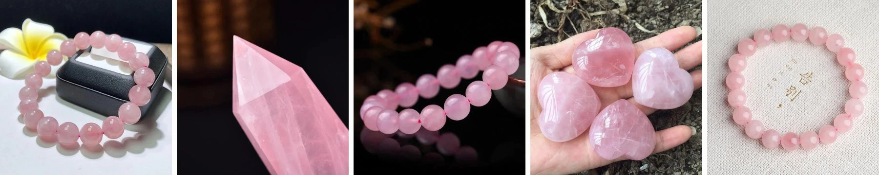 pink gemstones and crystals - rose quartz