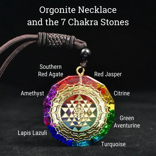 Chakra Orgonite Necklace - Balances Orgone Energy & EMF Protection